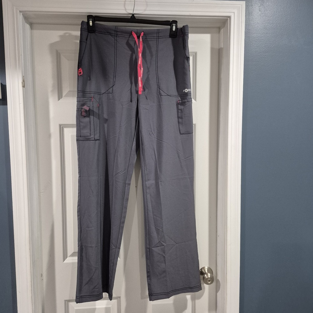 Carhartt Scrub Pants Womens Large Tall Gray Pink Cross Flex Cargo Utility